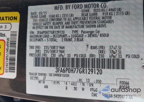 2016 Ford Fusion Se from USA, damaged, VIN 3FA6P0H77GR129120